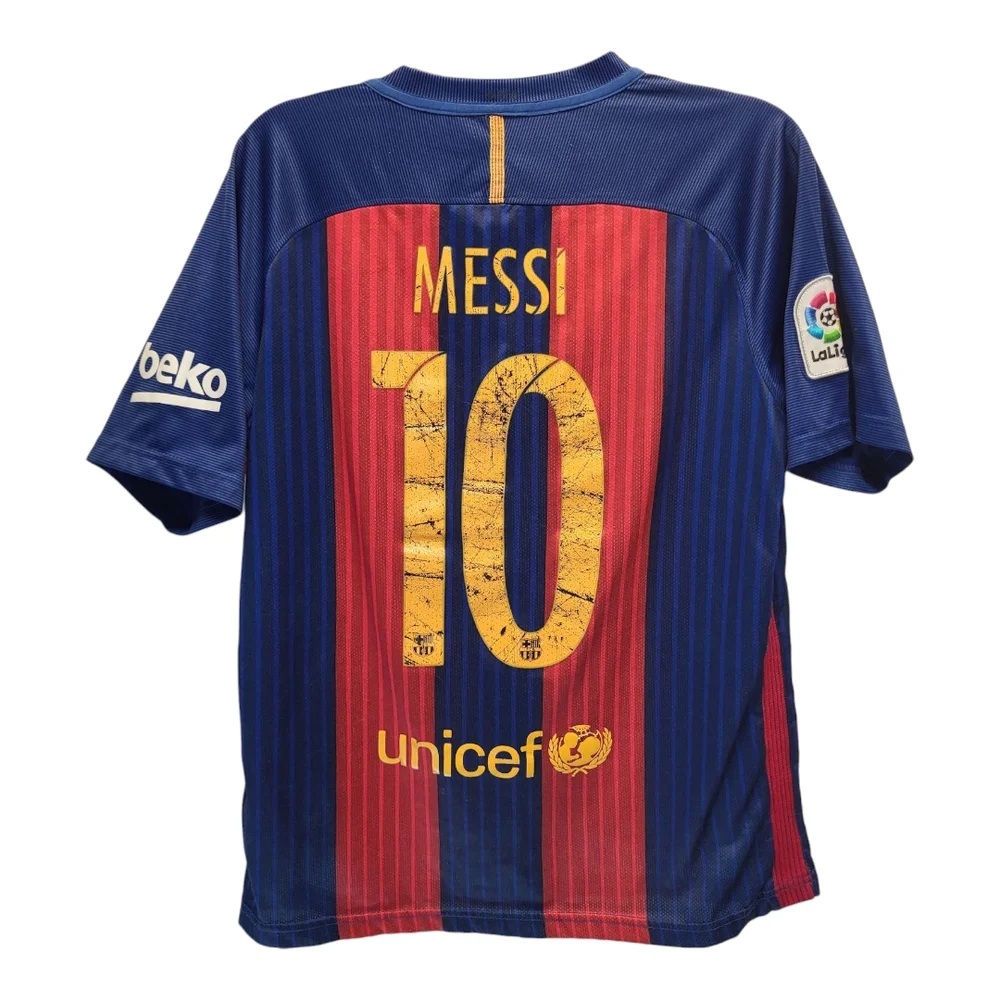 2015 Official Barcelona FC Home Short Sleeve Football Jersey (Messi #10)- Size M